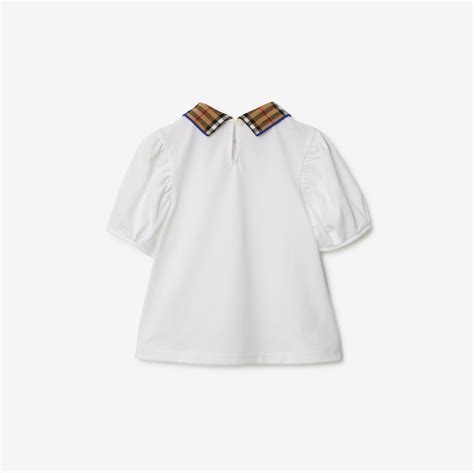 Check Collar Cotton Polo Shirt in Kingfisher 